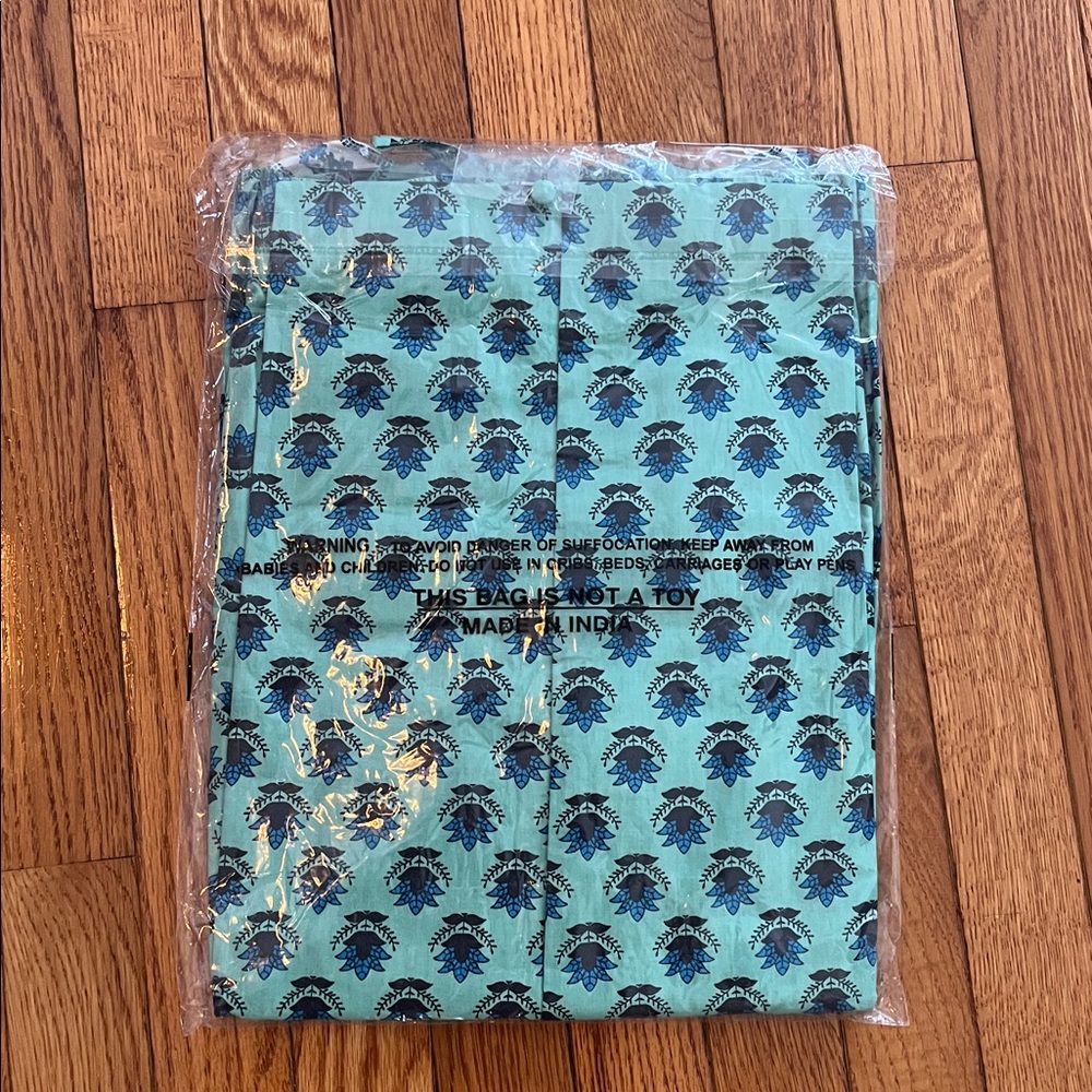 Ella Simone Pajama Set Cotton Paisley Luxury Floral Green Blue Vacation Resort - Picture 7 of 7